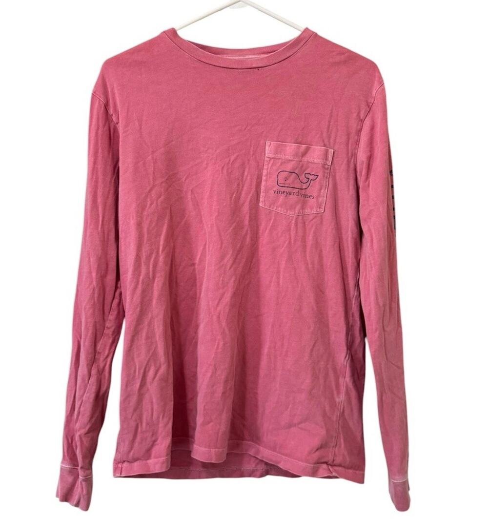 Vinyard Vines Women Size XS Cotton Long Sleeve T Shirt Pink Casual Relaxed READ